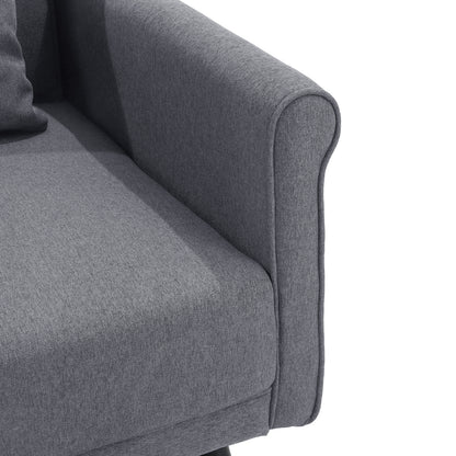 Grey Upholstered Loveseat with Rolled Arms