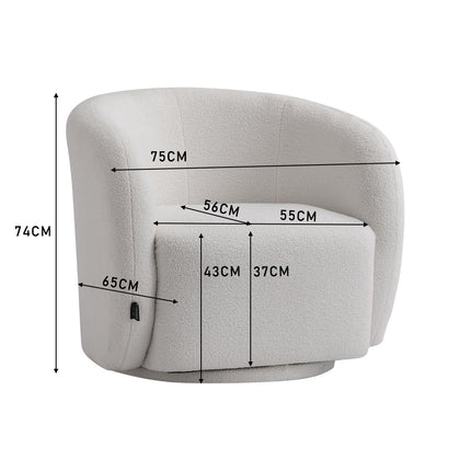 Swivel Tub Chair Upholstered Single Sofa