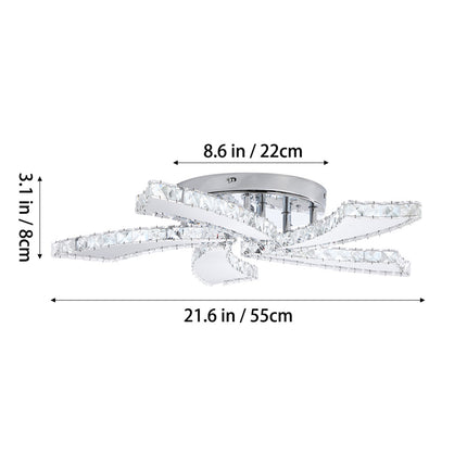 Adjustable LED Crystal Ceiling Light with Remote Control