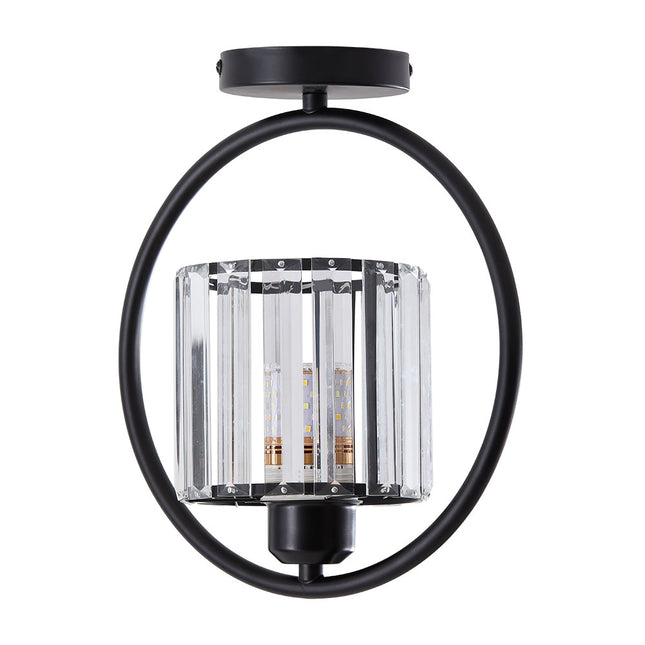 Semi Flush Mount Ceiling Light with Crystal Shade