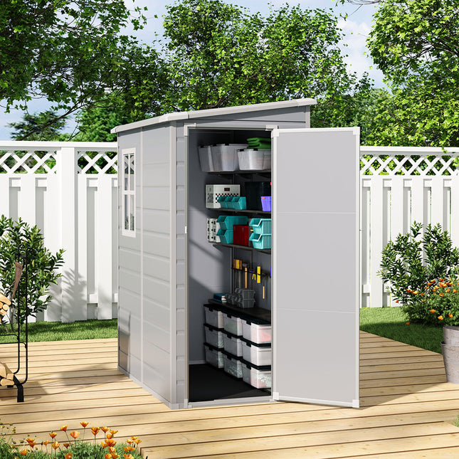 5X4FT Garden Plastic Storage Shed with Lockable Door