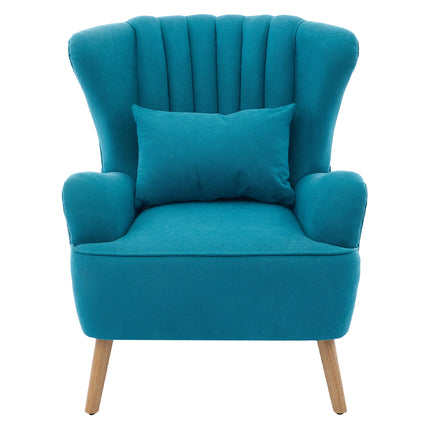 Modern Wingback Accent Chair Armchair with Footstool and Lumbar Pillow