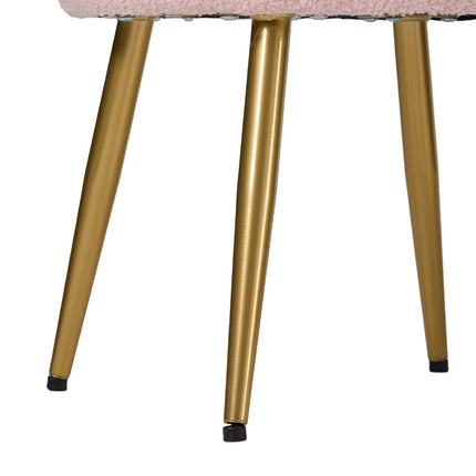 Teddy Fleece Upholstered Dressing Table Stool with Adjustable Feet