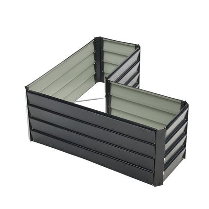 Outdoor Metal L-Shaped Raised Garden Bed