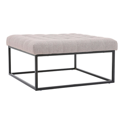 Square Linen Footstool with Metal Frame