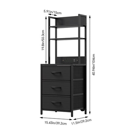 3-Drawer Nightstand with Charging Station & RGB Light Strip