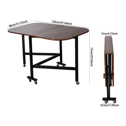 Folding Drop Leaf Table with 6 Wheels