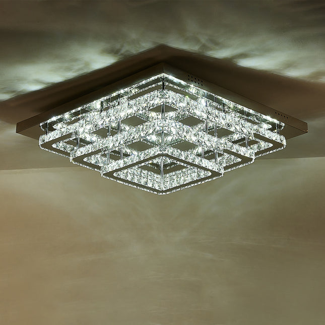 Modern LED Ceiling Light Crystal Chandelier Lamp 60CM Cool White