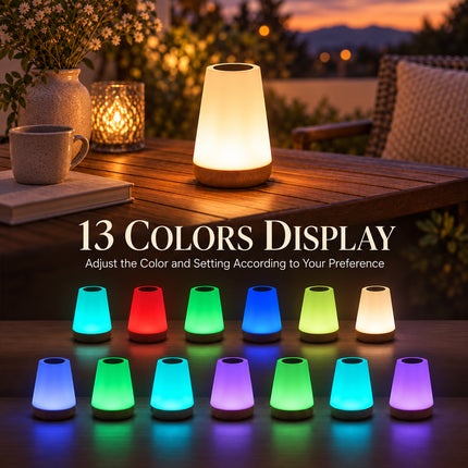 13-Colour RGB LED Night Light Bedside Lamp with Remote Control & Touch Switch