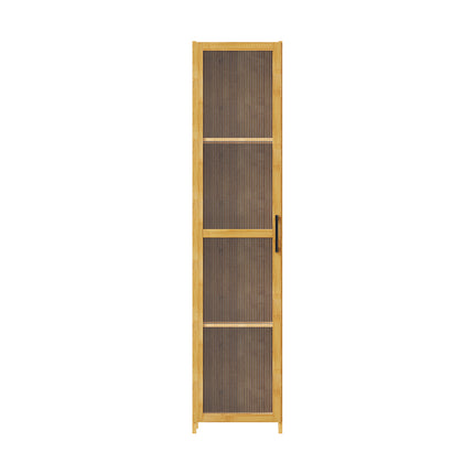 4-Tier Narrow Bookcase Storage Cabinet with Acrylic Door