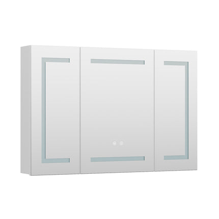 Triple-Door Bathroom Mirror Cabinet with LED Lighting