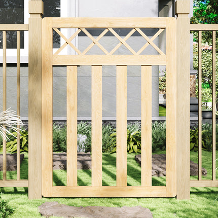 3 x 4ft Outdoor Cross Top Wooden Garden Gate Pedestrian Fence Yard Door