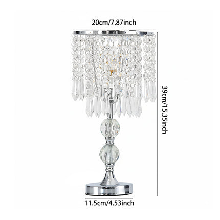 Luxury Table Lamp with Iron Base and a Crystal-Beaded Shade