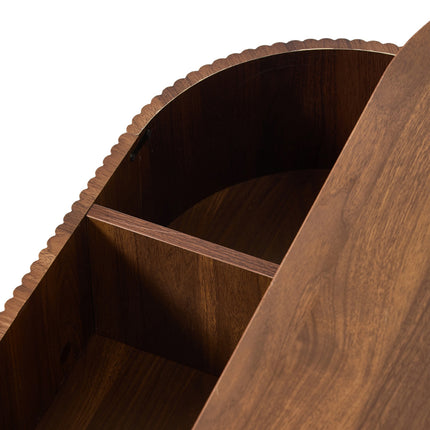 Wooden Oval Lift-Top Coffee Table with Hidden Compartment