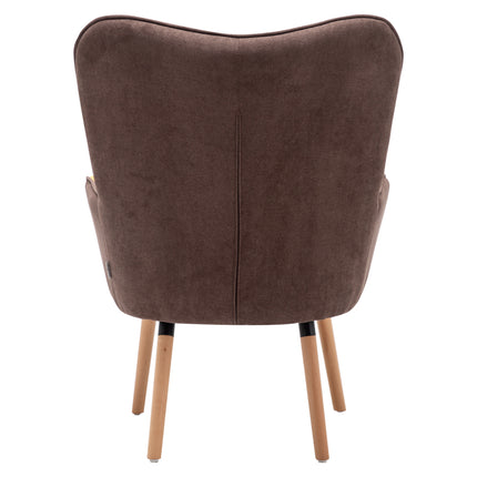 Upholstered Wingback Armchair with Footrest and Cushion