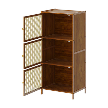 3 Tier Narrow Bookcase with Doors