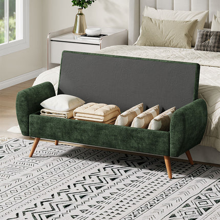 Chenille Upholstered Storage Bench