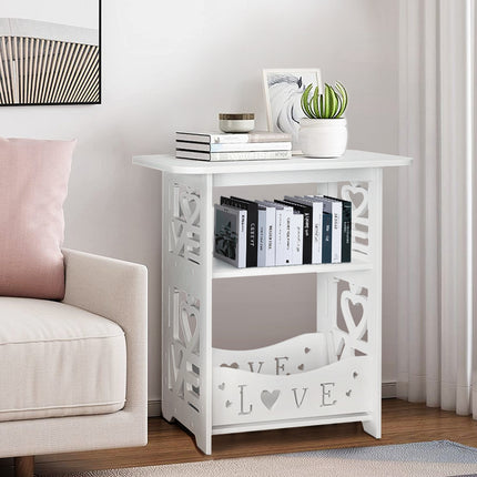 2-Tier PVC Side Table Small Nightstand