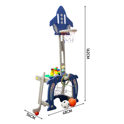 Blue Basketball Golf Ring Toss Activity Centre for Toddlers