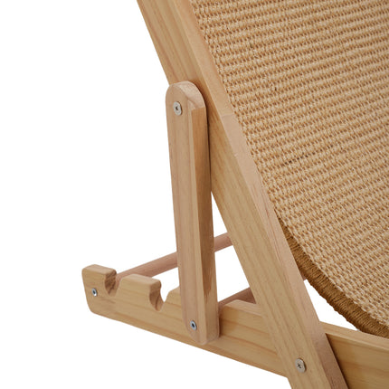 Adjustable 4-Position Sisal Cat Lounge Chair with Solid Wood Frame