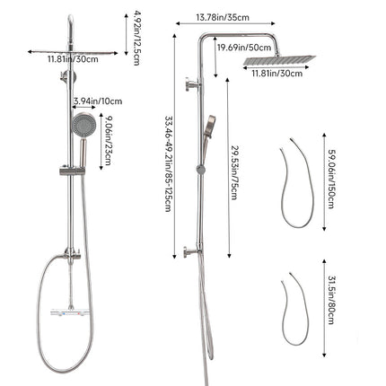 Chrome-Plated Bathroom Shower Riser Rail Kit