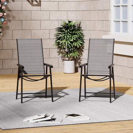 Metallic-Frame and Fabric Outdoor Foldable Chairs Set of 2