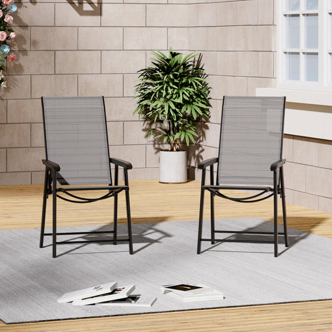 Metallic-Frame and Fabric Outdoor Foldable Chairs Set of 2