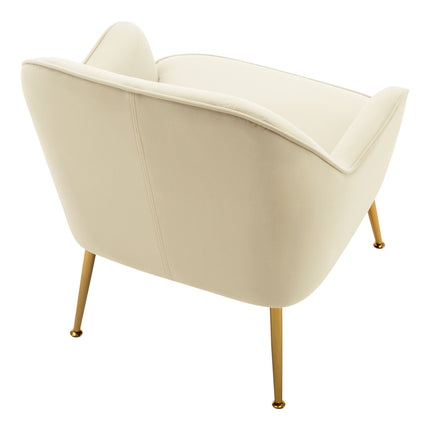 Upholstered Comfy Armchair with Gold-Plated Feet