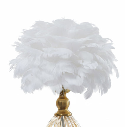 Glass & Iron Table Lamp with 12W Bulb