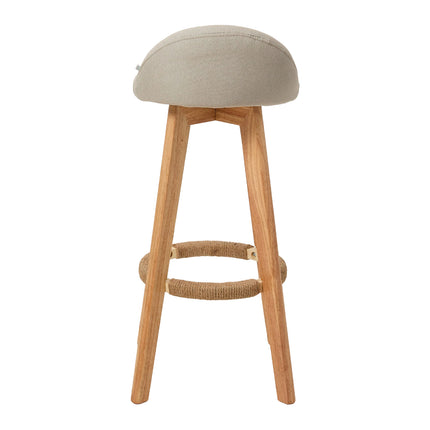 Set of 2 Bar Stools with Low Backrest and Footrest