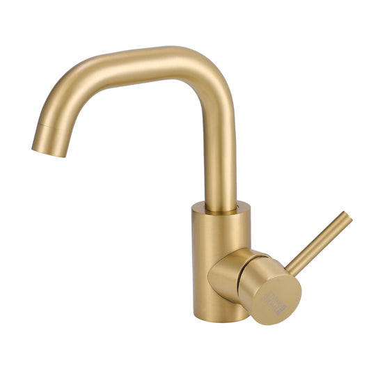Gold 21cm Arc Single Handle Faucet with Swivel Spout