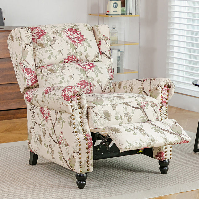 Fabric Upholstered Sofa Pushback Reclining Chair Armchair