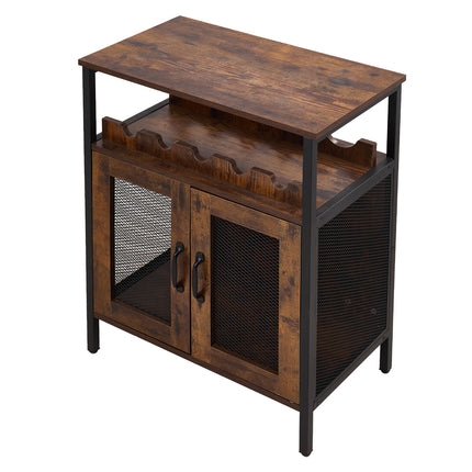 Wooden Wine Bar Cabinet with Wine Rack and Stemware Holders