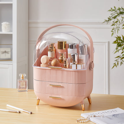 Elegant Makeup Storage Organizer Box with Drawers and Handle