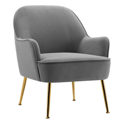 Contemporary Upholstered Comfy Armchair with Gold-Plated Feet