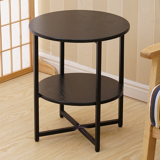 Black Small Round Coffee Table with 2 Tier