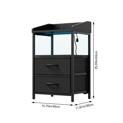 Nightstand Bedside Table with Charging Station and LED Lights