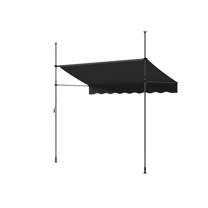 Outdoor Manual Retractable Patio Awning with Hand Crank 150-300cm W