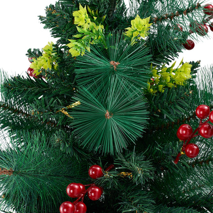 Set of 2 Solar-Powered Artificial Christmas Tree Decorations with Lights