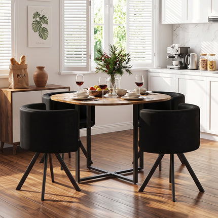 Vintage Dining Table Set with 4 Chairs
