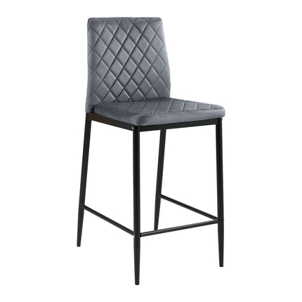 2PCS Velvet Upholstered Bar Stools with Backrest