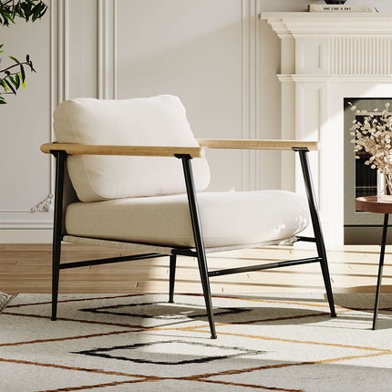 Linen Armchair with Thick Cushion