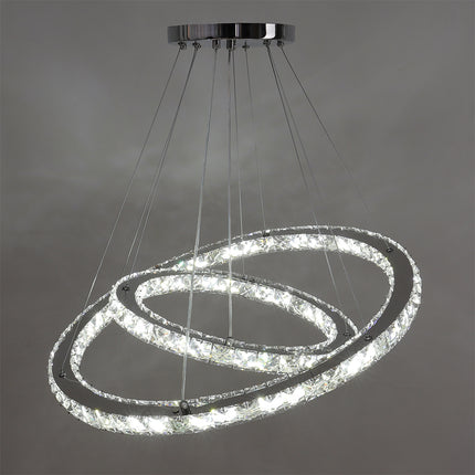 Modern 2-Tier Adjustable Crystal LED Pendant Light