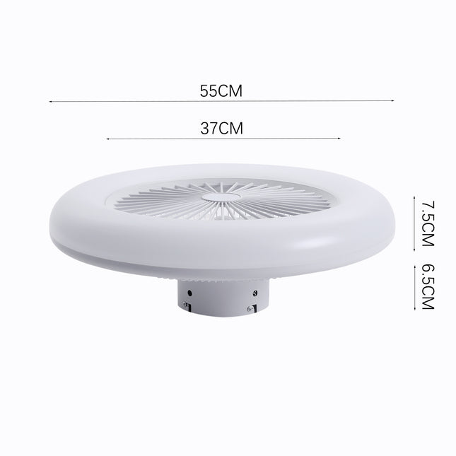 5 Blades LED Light Ceiling Fan Adjustable 3 Speed Dimmable APP Remote Controlled White