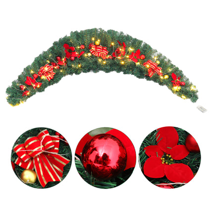 Rattan Christmas Wreath with LED Light and 180cm Christmas Cow Horn Shape Style A