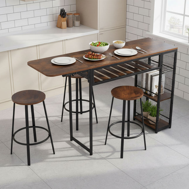3-Piece Bar Table Set with Two Bar Stools