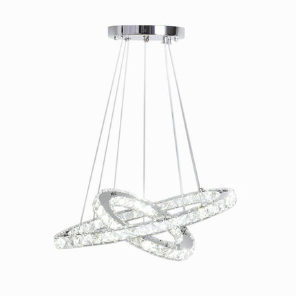 Modern 2-Tier Adjustable Crystal LED Pendant Light