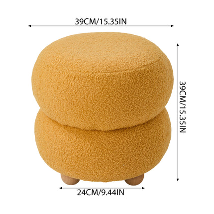 Round Teddy Fleece Upholstered Footstool