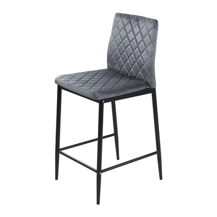 2PCS Velvet Upholstered Bar Stools with Backrest