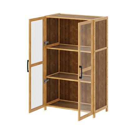 3-Tier Narrow Bookcase Storage Cabinet with Acrylic Door